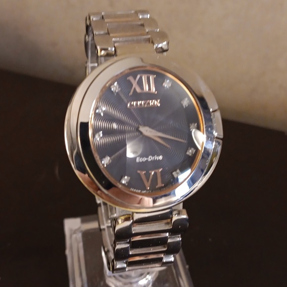 Citizen Accessories - AUTHENTIC NEW DEMO CITIZEN BLACK DIAL DIAMOND SILVER WATCH